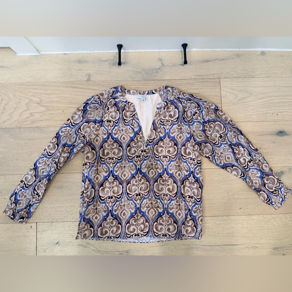 Current Air Geometric Blouse - Brown and Blue size XS